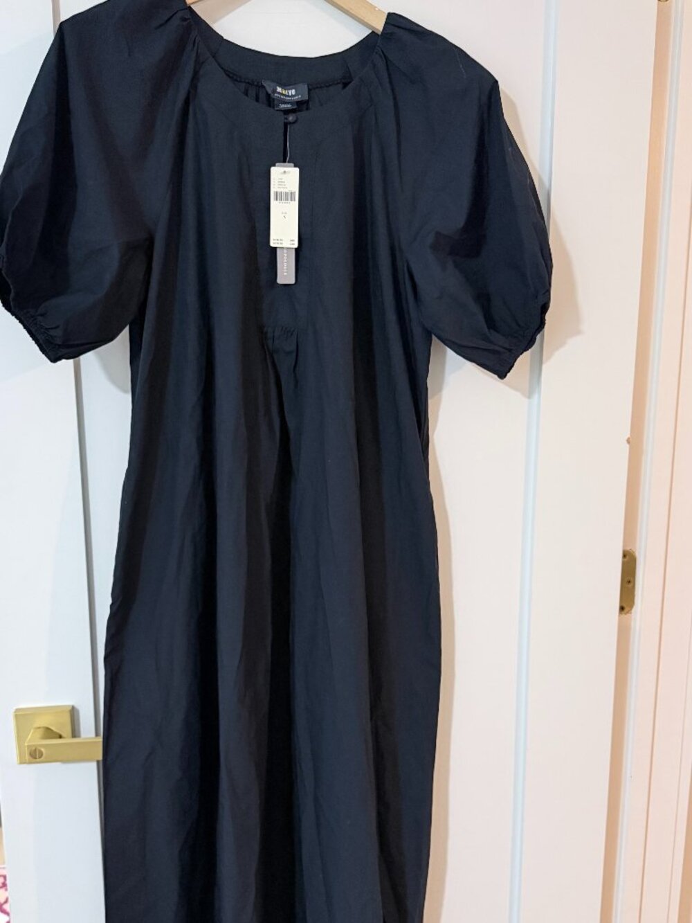 Maeve by Anthropologie Black Puff Sleeve Midi Dress NWT Size Small